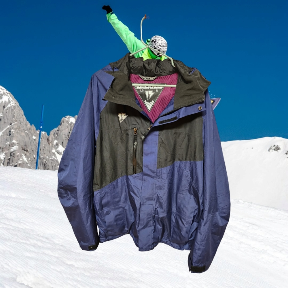 Homeschool Snowboard ski jacket, blue and black, size Large